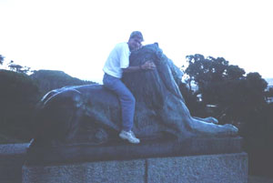 Riding a lion, South Africa